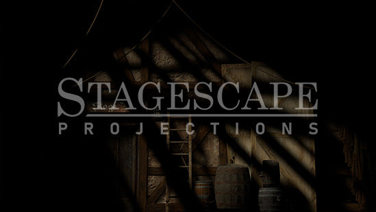 Medieval Theatre Backstage static scenic projection backdrop for & Juliet -authentic backstage theatre environment with multiple lighting states. Hand-crafted by StageScape Projections.